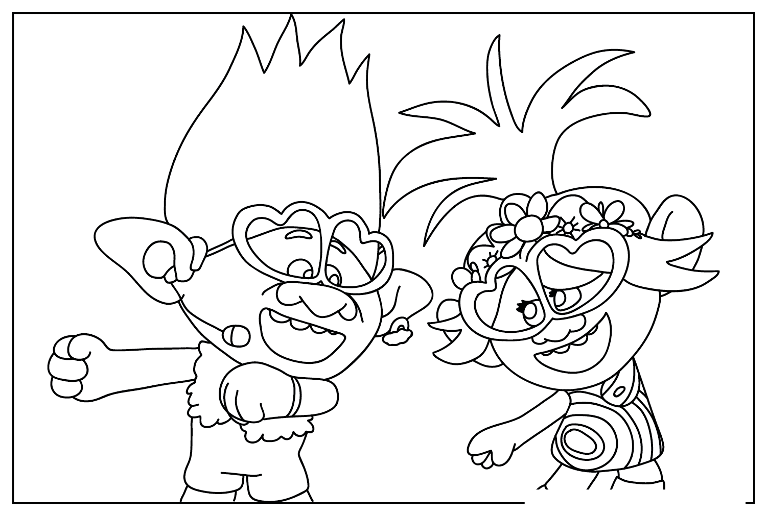 Plansa de colorat cu Trolls Band Together 12 4